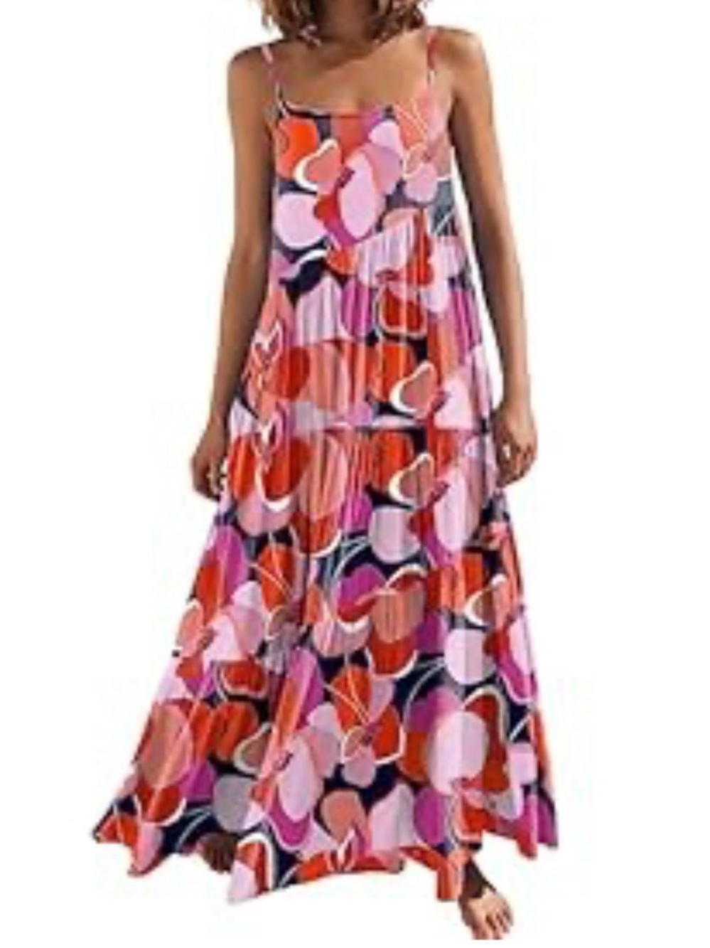 ANRABESS Women Summer Casual Loose Sleeveless Sundress Spaghetti Strap Flowy